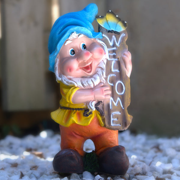 Friendly Gnome Garden Statue With Welcome Sign - Weather Resistant Outdoor Decor by Accent Collection