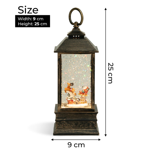 Magical Christmas Snow Globe Lantern - Glittering Glass Holiday Decor, USB or Battery Operated, Plays Music, Perfect Family Gift by Accent Collection