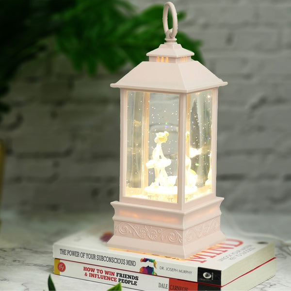 Unique Snowball Pink Lantern with Motion, Lights and Music, Dancing Girl by Accent Collection Home Decor