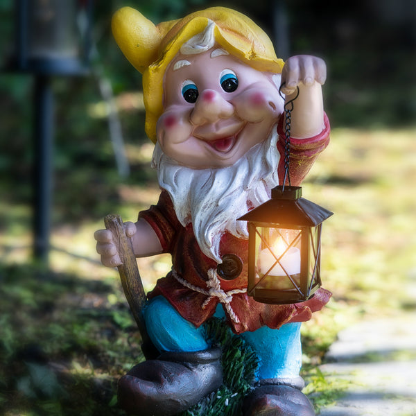 Large Garden Gnome, Candle Holder, Cute Yard Decor, Yellow Hat, Lawn Decor by Accent Collection Home Decor