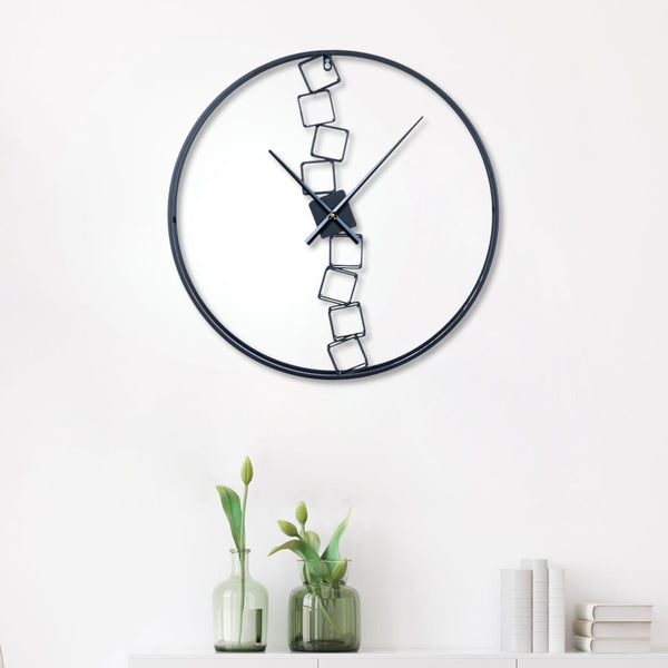 Minimalist Luxury Black Metal Wall Clock, 60cm Silent Abstract Design For Modern Living Decor by Accent Collection