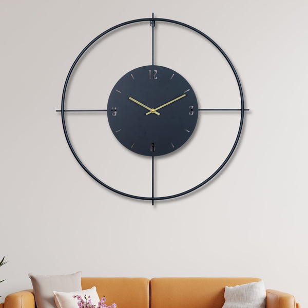 Large Black Metal Wall Clock, 60 CM, Unique Design by Accent Collection Home Decor