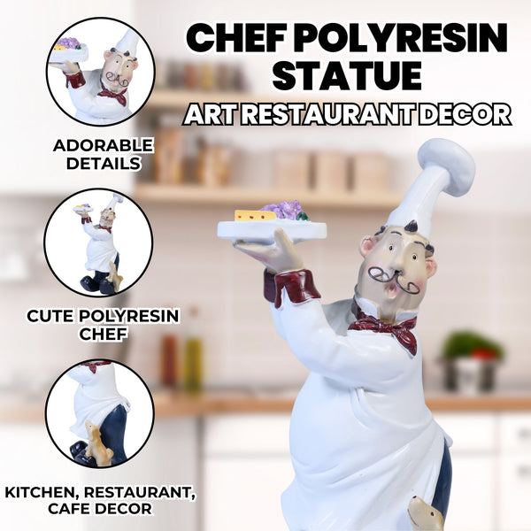 Chef Ornament, Polyresin Statue Art, Decor for Kitchen, Restaurant, Cafe, Bakery, Fun Gift 10 inch 25 cm | Home Decor