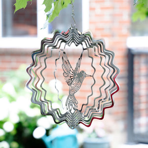 Twisted Metal Hummingbird Garden Wind Spinner, Outdoor Kinetic Hanging Art Sculpture by Accent Collection