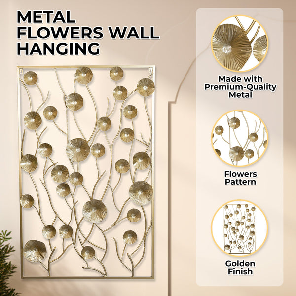 Golden Bloom Elegance, Abstract Metal Flower Artwork For Master Bedroom Delight by Accent Collection