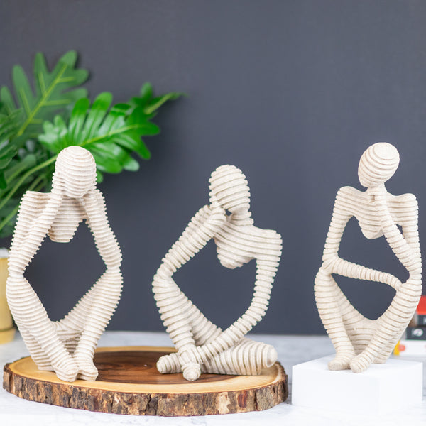 Decorative statues, 3 pcs striped thinkers, tabletop decoration for home or office | Home Decor