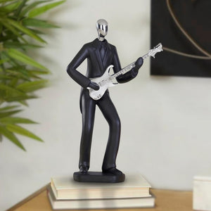 Musician Statue, Black Sculpture, Home Decor Gift for Musicians, Guitarists 11in 27cm by Accent Collection