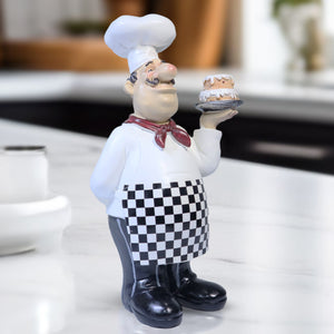 Decorative Polyresin Chef Statue, Cafe Decorations, Bakery Decor, White Kitchen Ornament 10 inch 24 cm | Home Decor