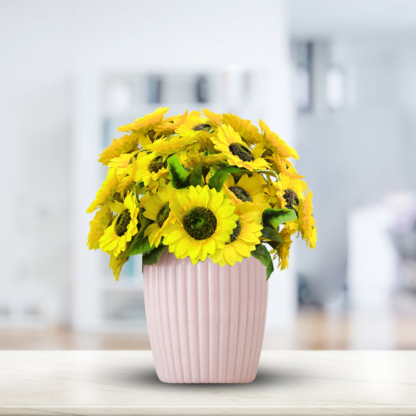 Summer Autumn Elegance: High Quality Artificial Sunflower Bouquet, Vibrant Yellow Faux Flowers, 18 flowers by Accent Collection