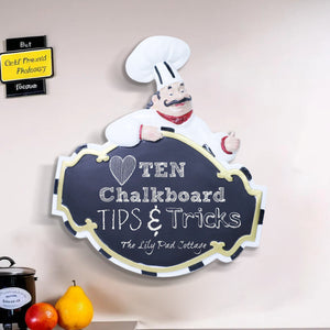 Kitchen Wall Art Decor, Resin Chef with Chalkboard Menu for Restaurant, Bakery, Cafe 10in 41cm by Accent Collection