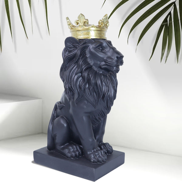 Lion Statuary, Lion King with Golden Crown, Center Table Decor for Home or Office, 36cm, 24in, Thoughtful Gift by Accent Collection