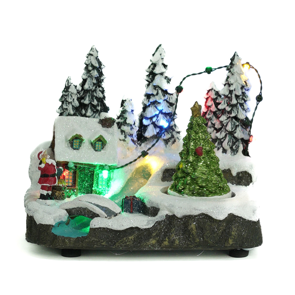 Christmas decoration, animated christmas village ornament with rotating tree, music and LED lights, christmas decor, home decor, gifts