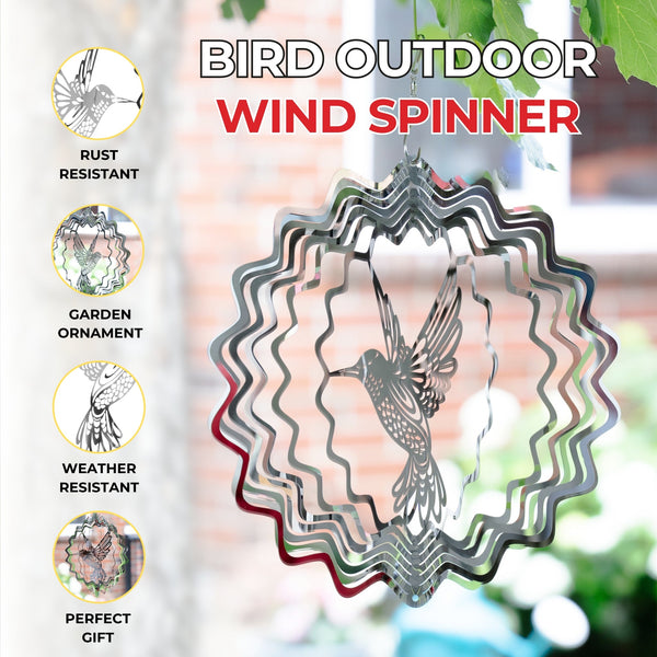 Twisted Metal Hummingbird Garden Wind Spinner, Outdoor Kinetic Hanging Art Sculpture by Accent Collection