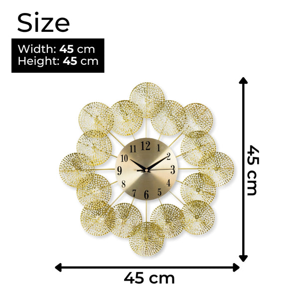 Golden Elegance: 18-Inch Silent Metal Wall Clock, Luxurious Minimalist Gold Decor For Living & Office Spaces by Accent Collection