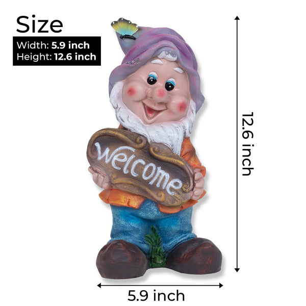 Garden Gnome Welcome Statue - Weather-Resistant Outdoor Fairy Decor, Front Door Yard Art by Accent Collection