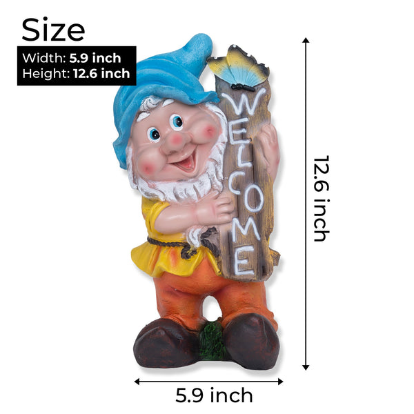 Friendly Gnome Garden Statue With Welcome Sign - Weather Resistant Outdoor Decor by Accent Collection