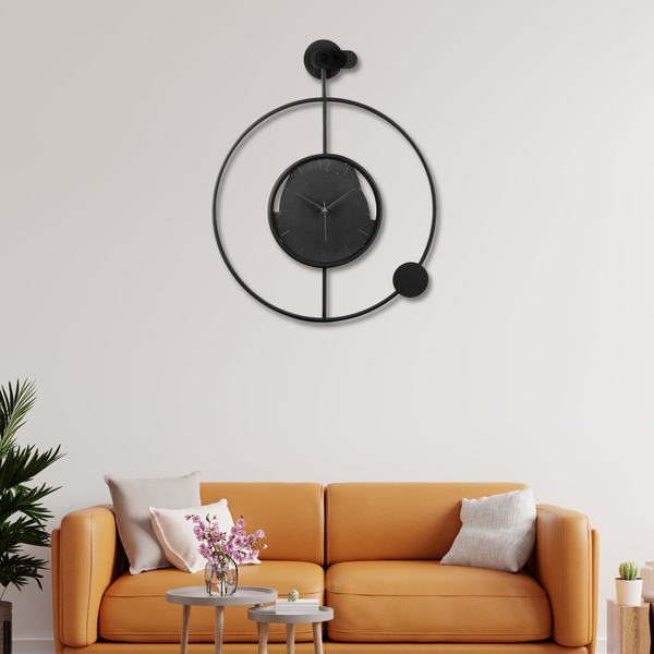 Large black wall clock minimalist metal clock 60 cm 24 inch silent clock large decorative wall clock