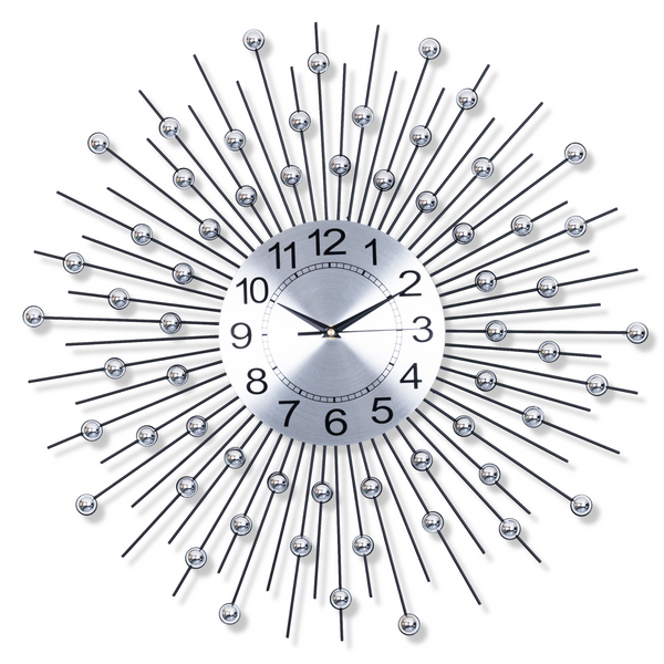 Large wall clock sunburst starburst metal clock 60 cm 24 inch silent clock large decorative analog wall clock