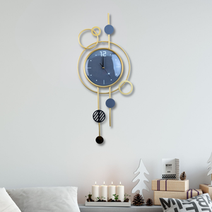 Luxury Golden Gleam 80cm Metal Wall Clock With Silent Grey Abstract Design For Modern Living by Accent Collection