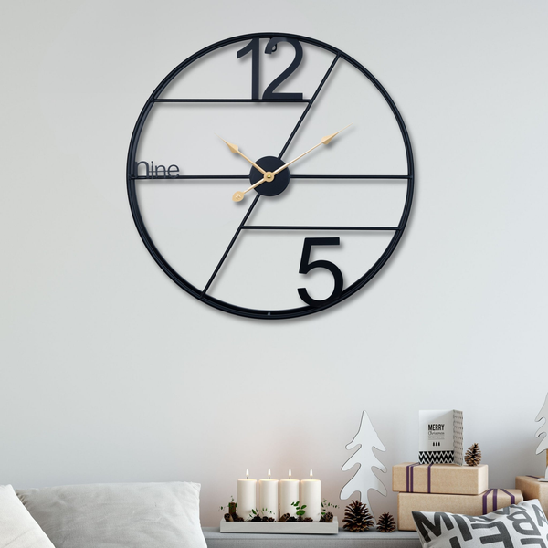 Large black wall clock geometric metal clock 60 cm 24 inch silent clock large decorative wall clock analog
