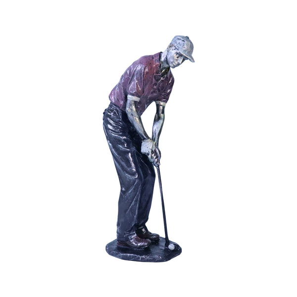 Large Golf Statue, Sports Statue Home Decor Gift, Red Black Coffee Table Centerpiece 13 inch 33 cm