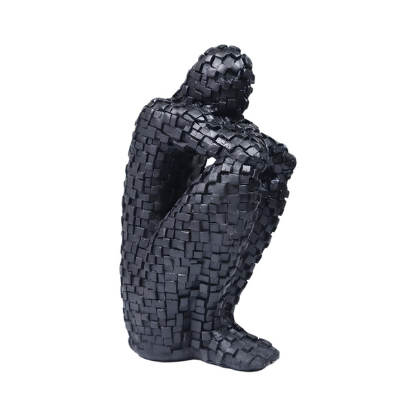 Small Black Abstract The Thinker Statue, Unique Home Decor, Housewarming Gift 8 inch 20 cm