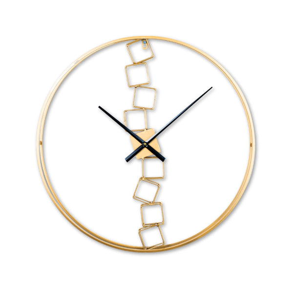 Large Gold Wall Clock, Metal Wall Clock, Abstract Stacked Blocks Design, 60 cm or 24 inch, Large Decorative Wall Clock, Modern Analog Clock, Silent Movement, Non-Ticking Wall Clock