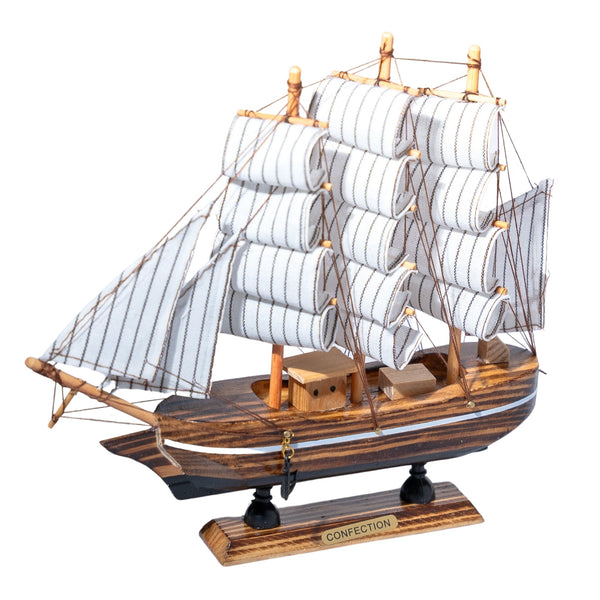 Miniature Wooden Ship, Wooden Sailboat Model, Nautical Decor, Tabletop Statue Decoration for Home, Office, Living Room, Bedroom, Unique Gift