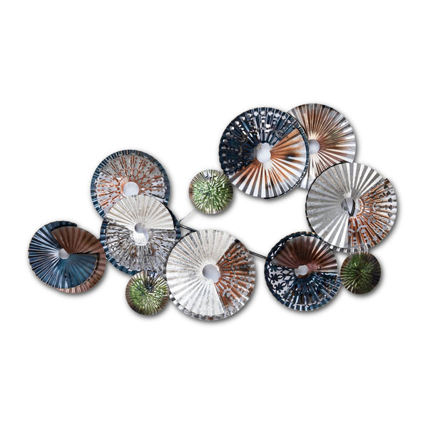 Modern Metal Multicolor Abstract Shields - Round Wall Art For Cozy Bedroom And Beyond by Accent Collection