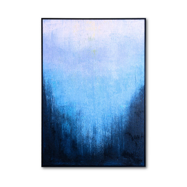 Large Navy Blue Impasto Texture Abstract Wood Canvas Art For Living Room Elegance by Accent Collection