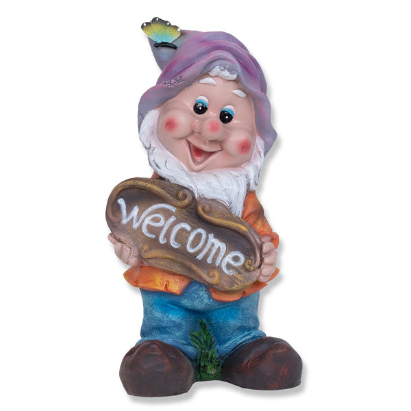 Garden Gnome Welcome Statue - Weather-Resistant Outdoor Fairy Decor, Front Door Yard Art by Accent Collection