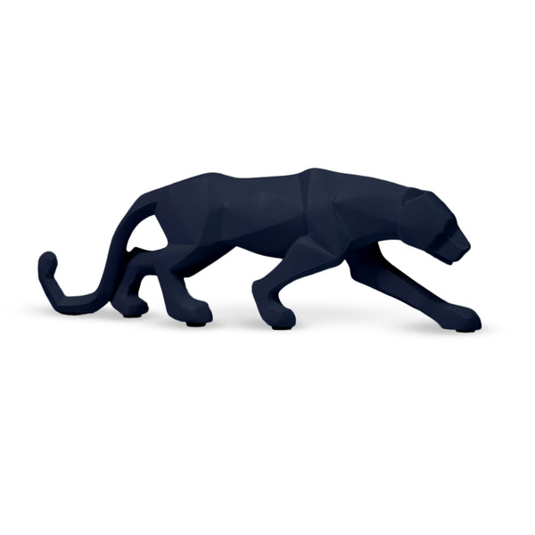 Small Black Leopard Sculpture for Home or Office, Sleek Black Desk Decor 10 inch 25 cm Wide