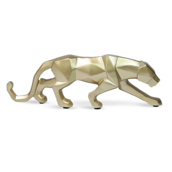Small Gold Panther Statue for Living Room, Desk Decor, Tabletop Centerpiece 10 inch 25 cm Wide