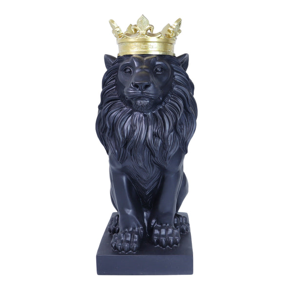Lion Statuary, Lion King with Golden Crown, Center Table Decor for Home or Office, 36cm, 24in, Thoughtful Gift by Accent Collection