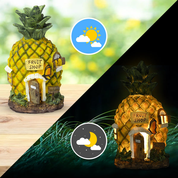 Cute Yellow-Green Resin Pineapple Solar Statue - Perfect Garden Gift & Fairy Decor by Accent Collection