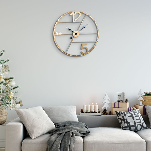 Modern round metal wall clock, stylist numbers, 60 cm, Golden by Accent Collection Home Decor