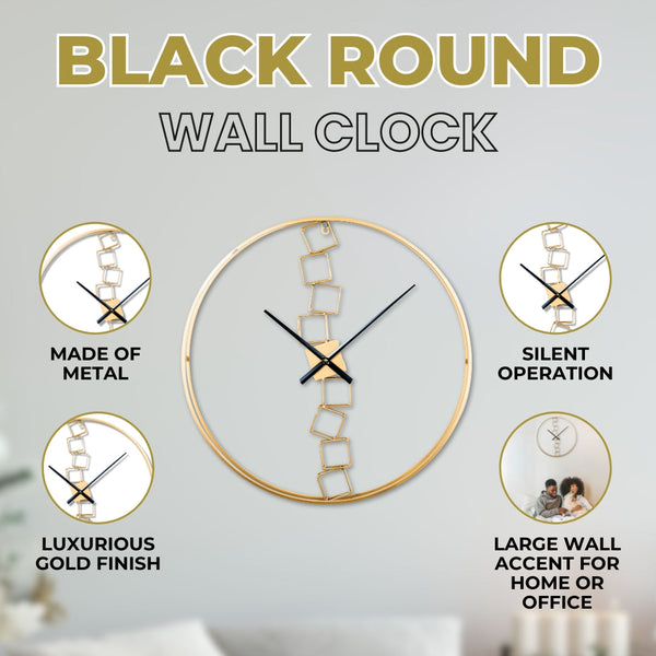 Modern stacked blocks metal wall clock, 60 cm, golden by Accent Collection Home Decor