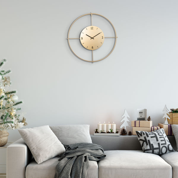 Large Golden Metal Wall Clock, 60 CM, Unique Design by Accent Collection Home Decor