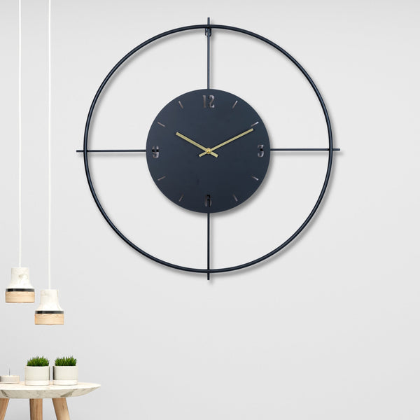 Large Black Metal Wall Clock, 60 CM, Unique Design by Accent Collection Home Decor