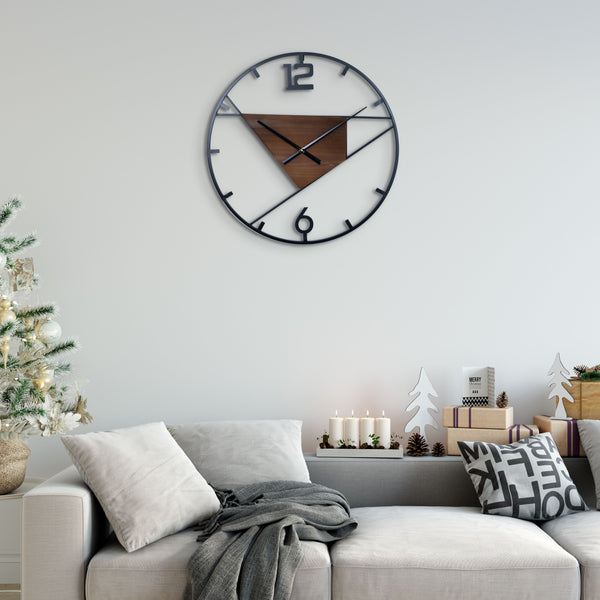 Large Contemporary Metal Wall Clock, Black, 60 cm by Accent Collection Home Decor