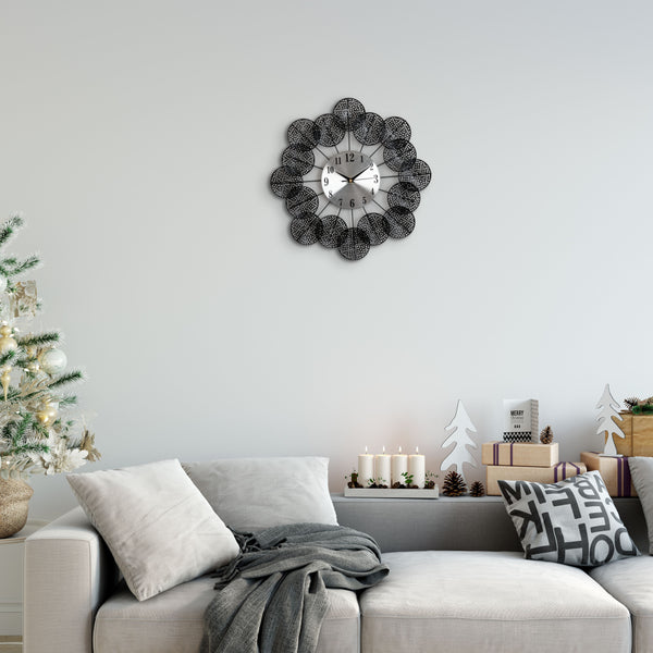 Black Metal Wall Clock, Round Shields, 45 cm by Accent Collection Home Decor