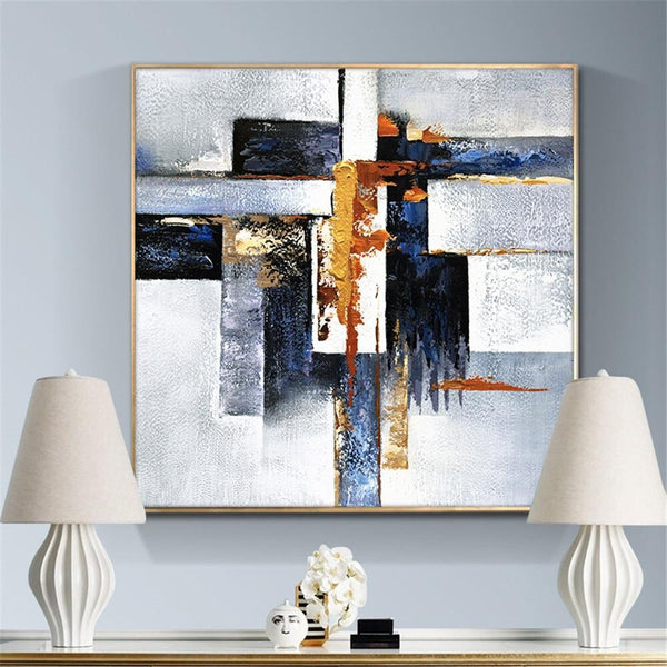 Geometric Pattern Painting, Hand-Painted Acrylic Canvas Art, Modern Large Living Room Decor, Unique Housewarming Gift by Accent Collection