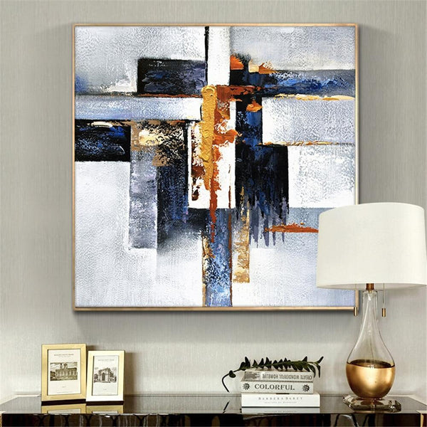 Geometric Pattern Painting, Hand-Painted Acrylic Canvas Art, Modern Large Living Room Decor, Unique Housewarming Gift by Accent Collection