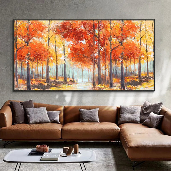 Original Abstract Tree Painting - Vibrant Orange and Yellow Canvas Art, Contemporary Wall Decor for Living Spaces, Thoughtful Birthday Gift by Accent Collection