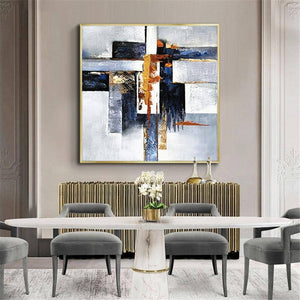 Abstract Art Geometric Pattern, Hand Painted Acrylic Painting On Canvas, Abstract Wall Art Modern Living Room Wall Decor, Large Wall Art
