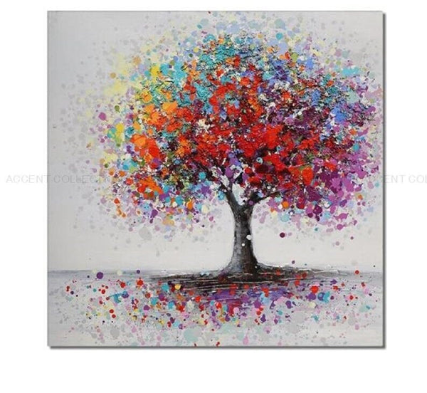 Tree Of Life - Abstract Painting, Colorful Splash Modern Wall Art, Original Hand Painted Oil Painting for Home Decor by Accent Collection