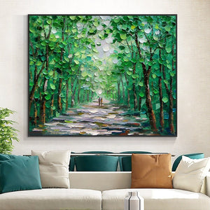 Nature Painting Forest Wall Decor, Contemporary Forest Oil Painting, Vintage-inspired Abstract Wall Art for Home - Art Collector's Gift by Accent Collection