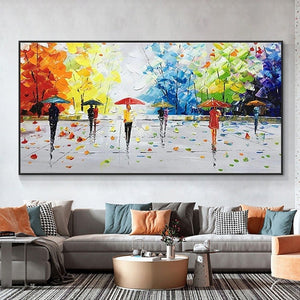 Abstract Painting of Colorful Trees, Abstract Canvas Art, Extra Large Wall Art, Thick Textured Art, Spring Painting. Vibrant Wall Art
