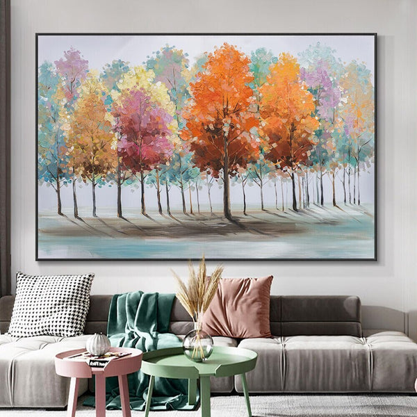 Handpainted Fall Colors & Trees Abstract Painting, Wall Art for Living Room Painting on Canvas Hand Painted Oil Painting for Home Decor by Accent Collection