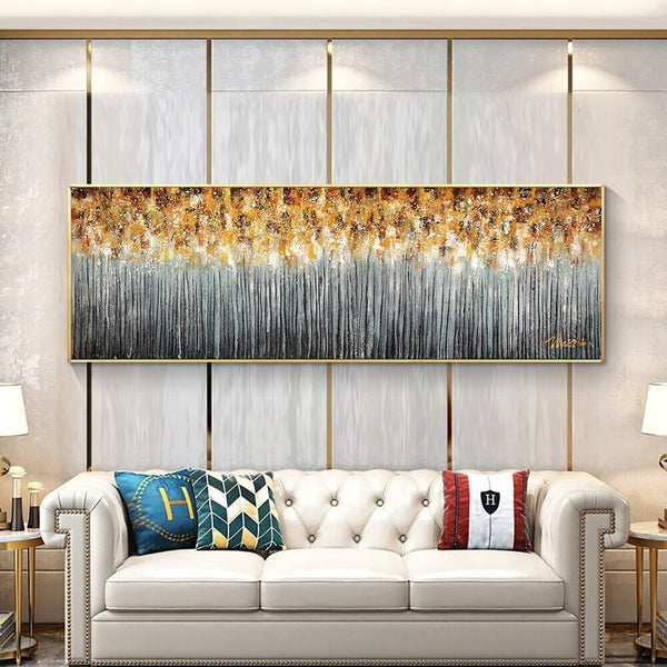 Original Art Landscape Painting - Hand Painted Golden Extravaganza, Large Canvas Wall Art for Living Room by Accent Collection